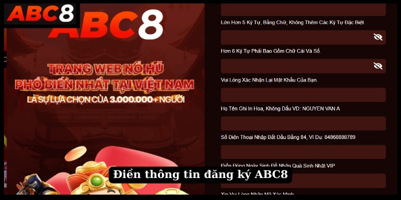 Điền thông tin đăng ký ABC8